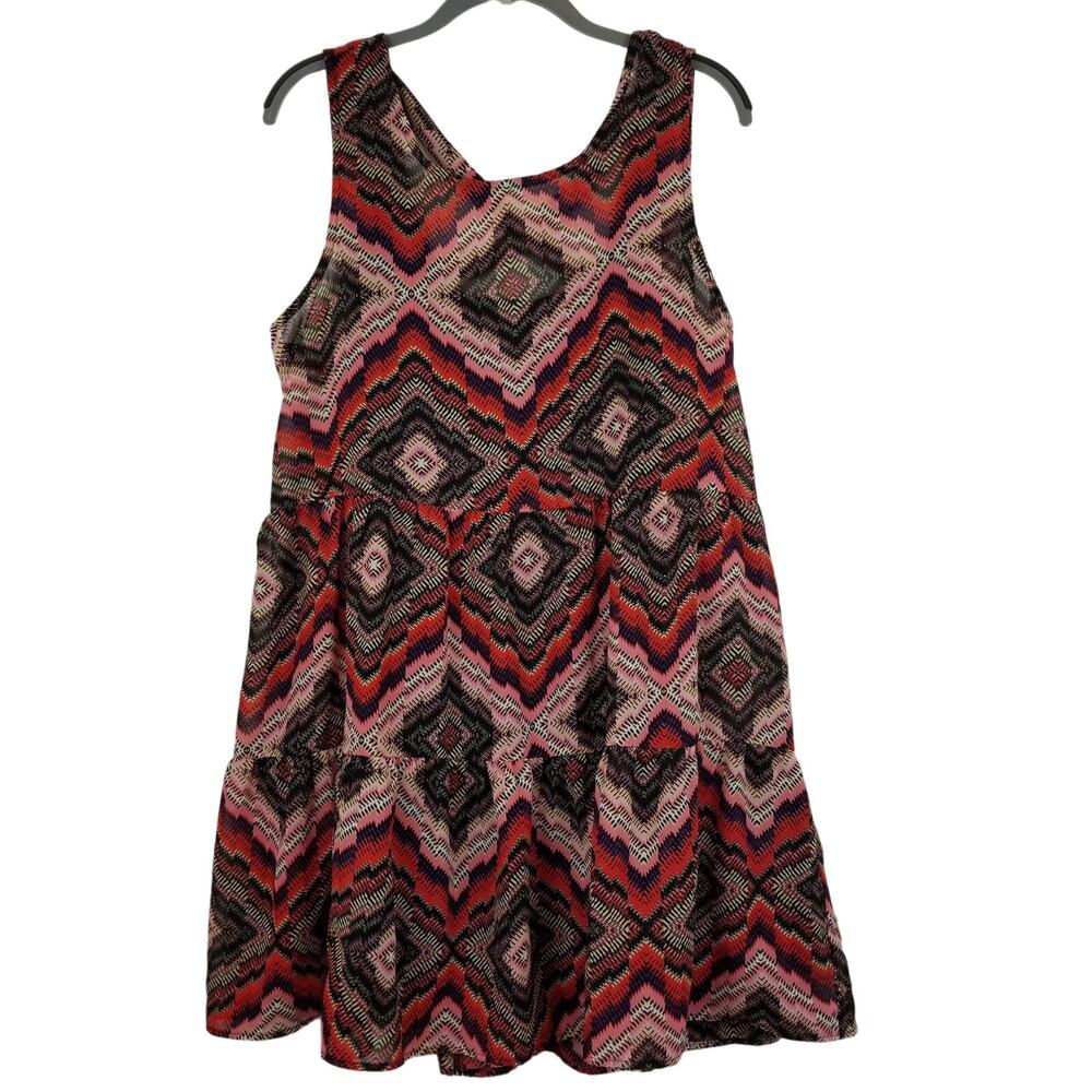 Band of Gypsies Boho Sheer Tunic with Detachable Slip Criss Cross Back, Size XL